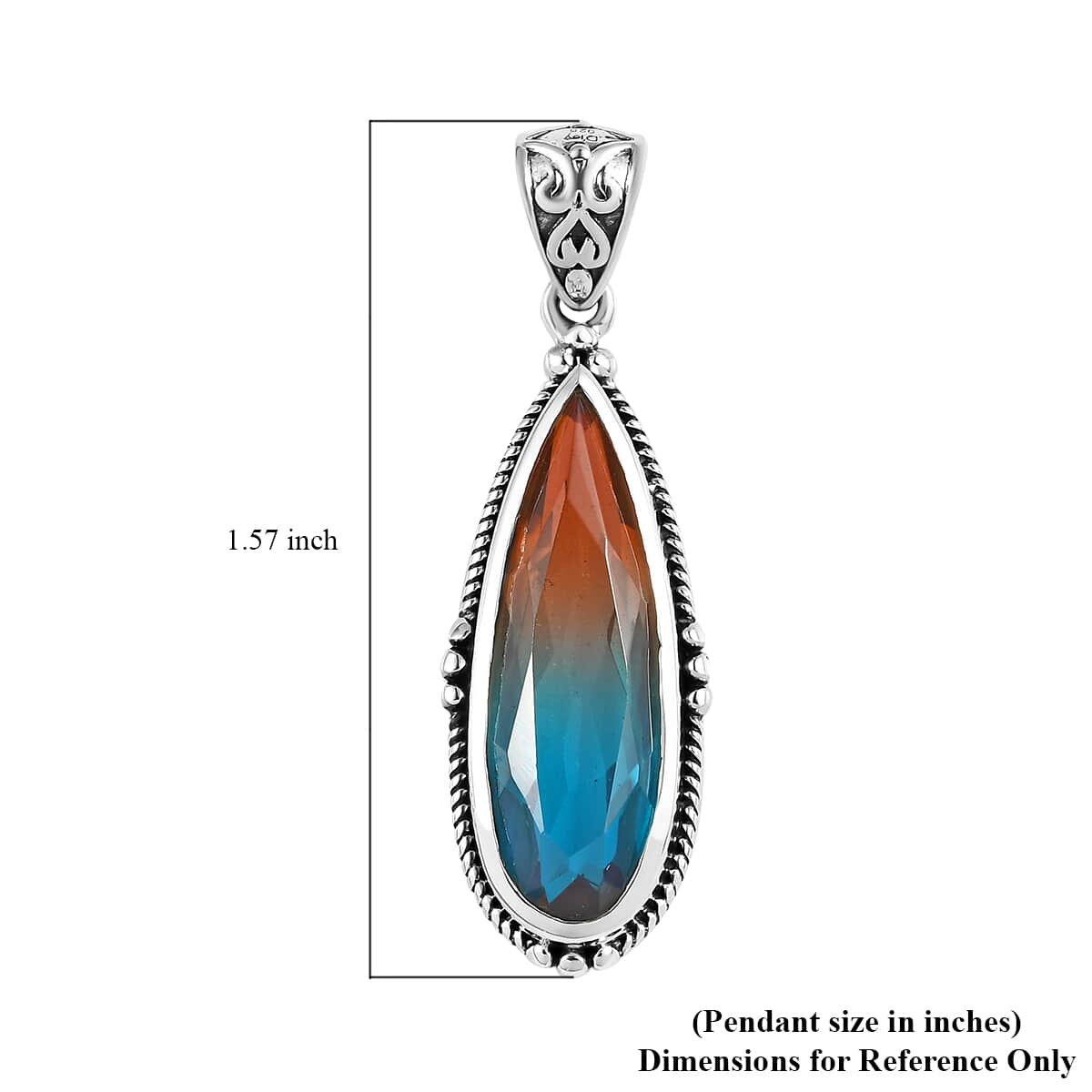 Artisan Crafted Aqua Terra Costa Quartz (Triplet) Solitaire Pendant in Sterling Silver 7.25 ctw image number 5