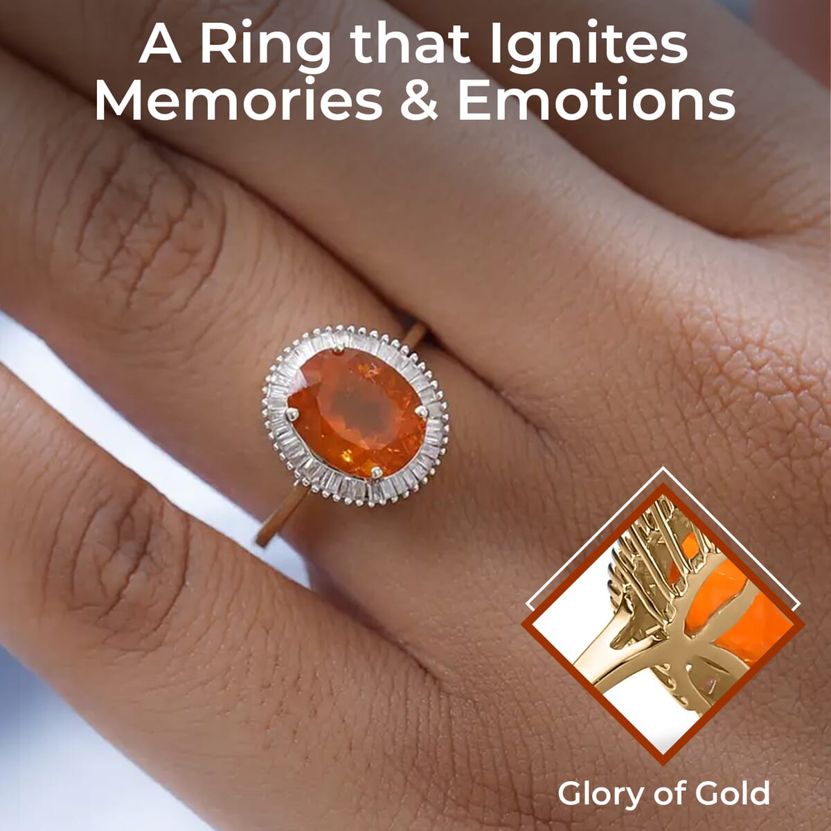 LUXORO 10K Yellow Gold AAA Brazilian Fire Opal and Diamond Halo Ring 1.90 Grams 2.15 ctw (Delivery in 12-15 Business Days) image number 2