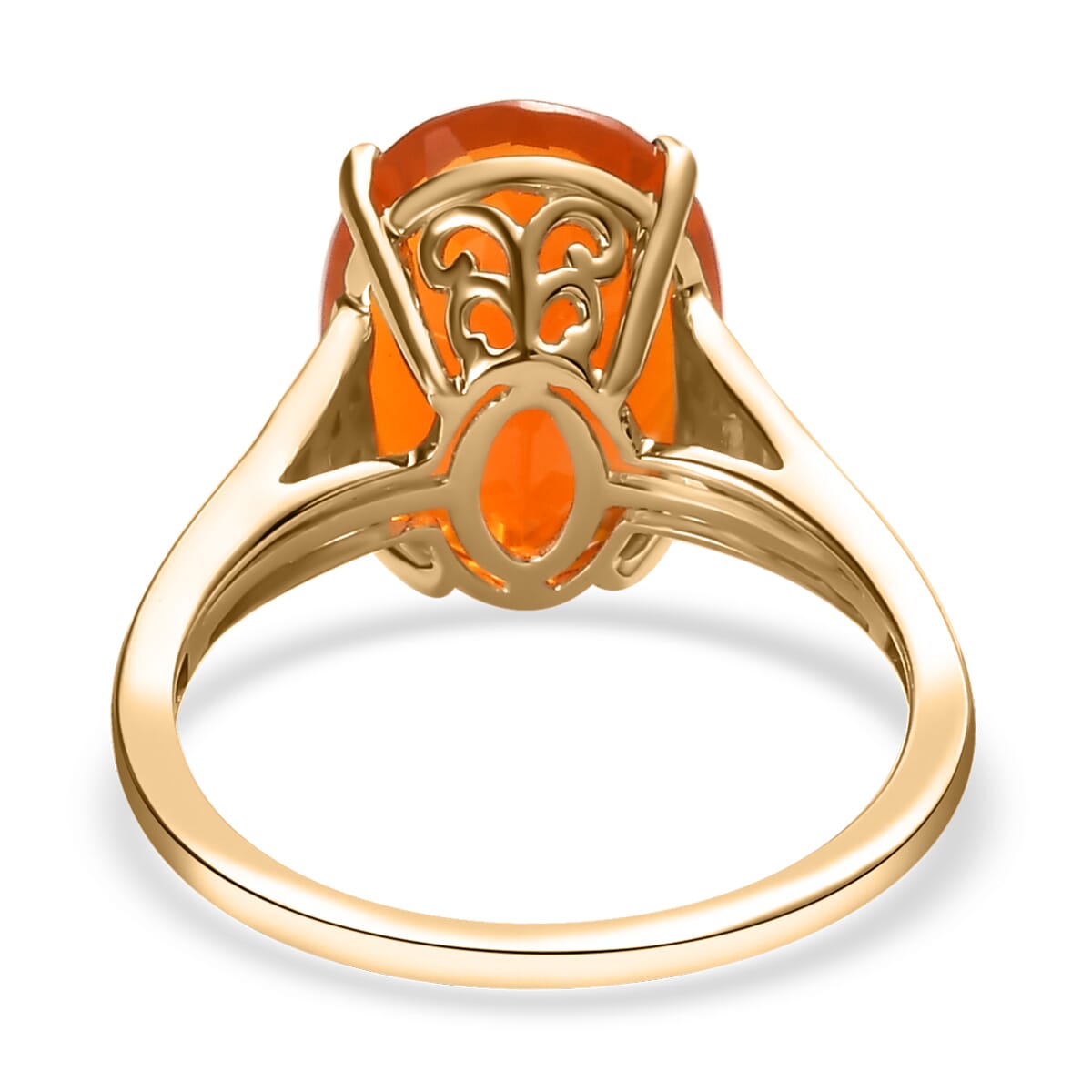 LUXORO 10K Yellow Gold AAA Brazilian Fire Opal and G-H I3 Diamond Ring 2 Grams 4.10 ctw (Delivery in 7-10 Business Days) image number 4