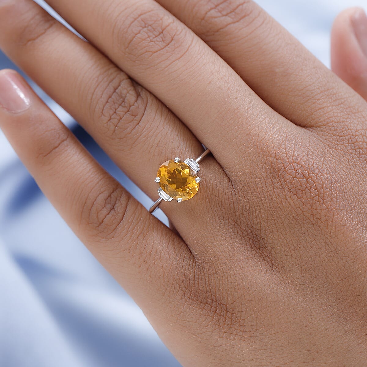 Premium Brazilian Fire Opal and Moissanite Ring in Platinum Over Sterling Silver (Size 9.0) 1.85 ctw image number 2