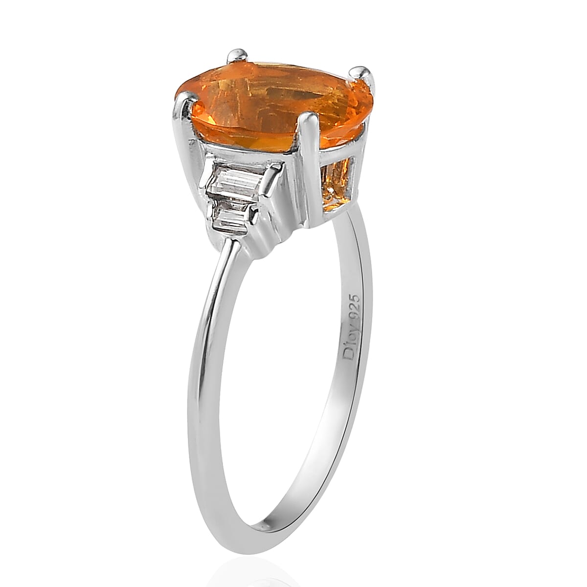 Premium Brazilian Fire Opal and Moissanite Ring in Platinum Over Sterling Silver (Size 9.0) 1.85 ctw image number 3