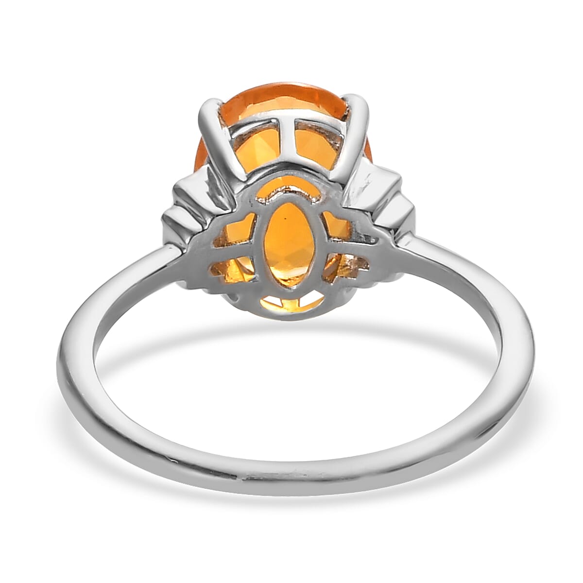 Premium Brazilian Fire Opal and Moissanite Ring in Platinum Over Sterling Silver (Size 9.0) 1.85 ctw image number 4