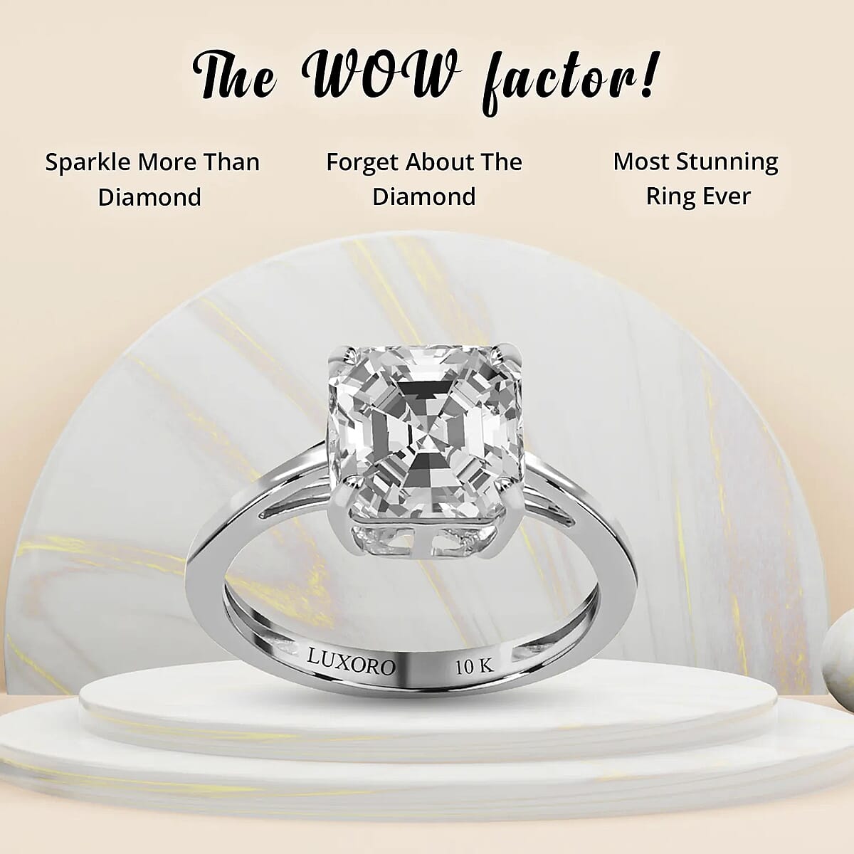 10K White Gold Asscher Cut Moissanite Solitaire Ring (Size 10.0) 1.90 Grams 2.10 ctw image number 4