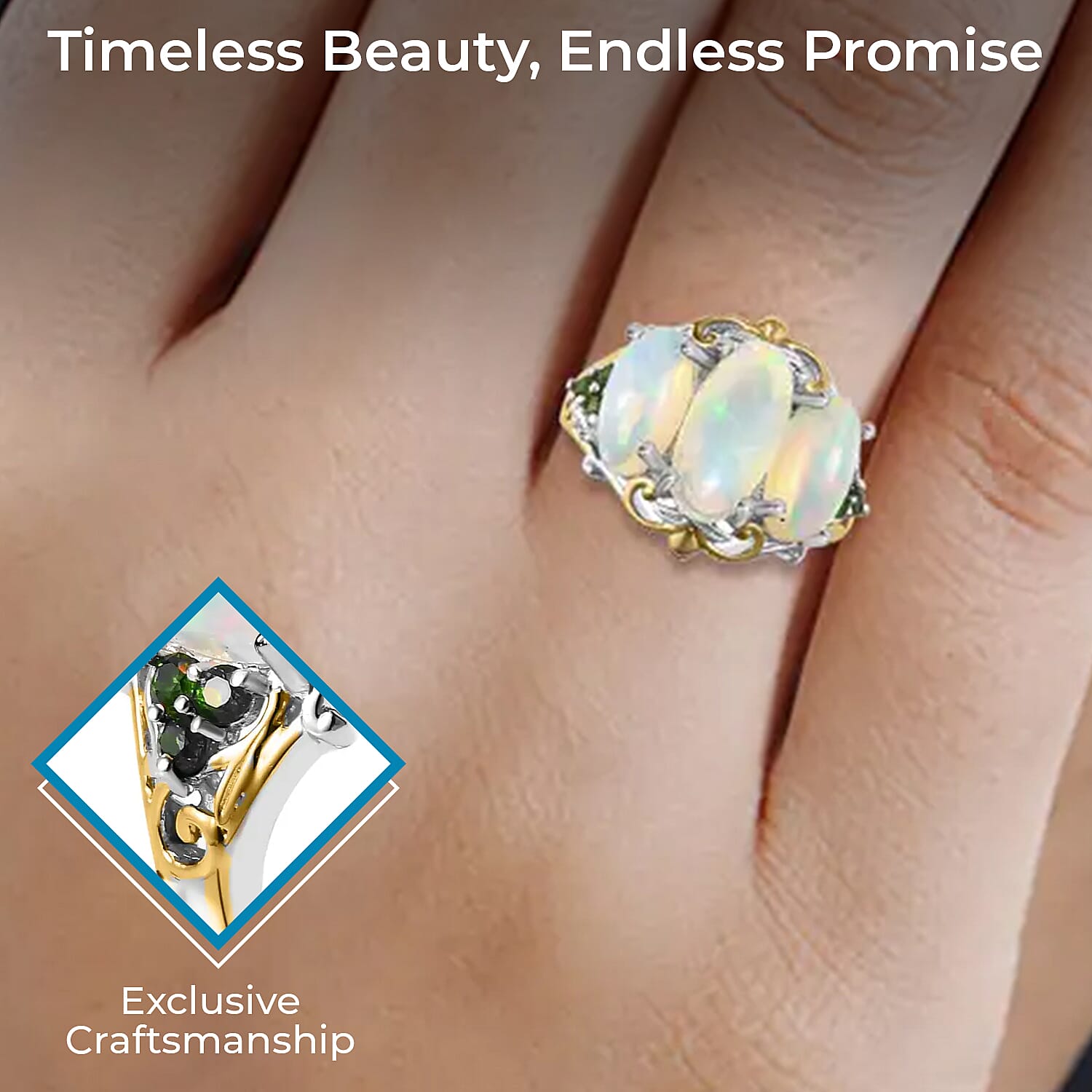 Buy Premium Ethiopian Welo Opal and Chrome Diopside 3.50 ctw Ring