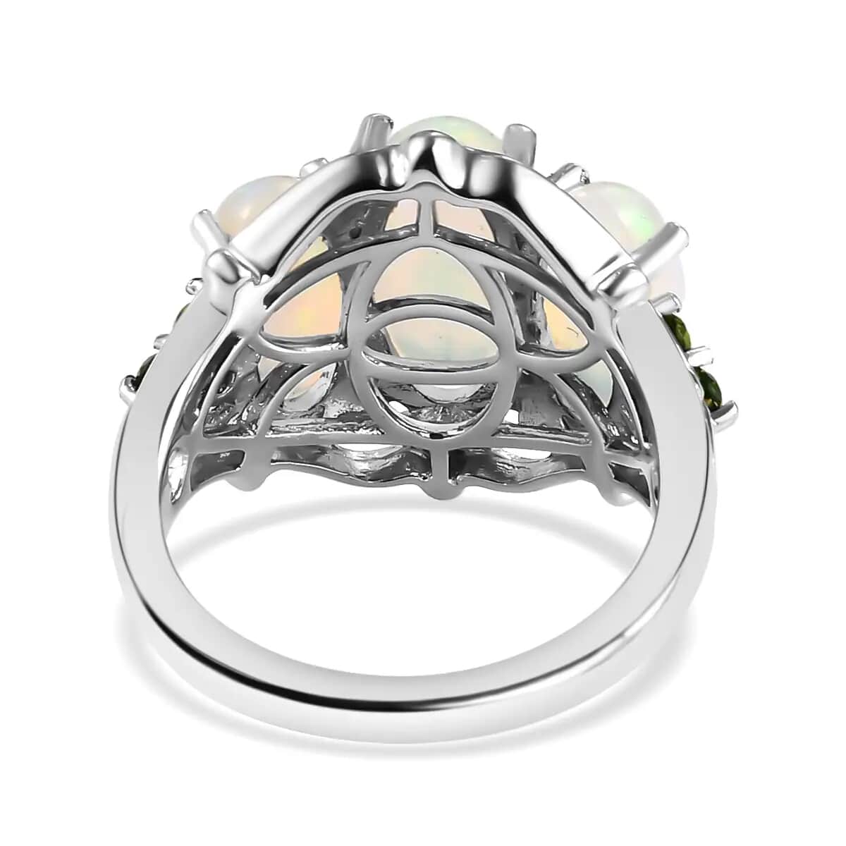 Ethiopian Welo Opal Ring with Chrome Diopside in Vermeil YG and Platinum Over Sterling Silver,Statement Rings For Women 4.65 ctw image number 4