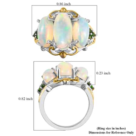 Ethiopian Welo Opal Ring with Chrome Diopside in Vermeil YG and Platinum Over Sterling Silver,Statement Rings For Women 4.65 ctw image number 6