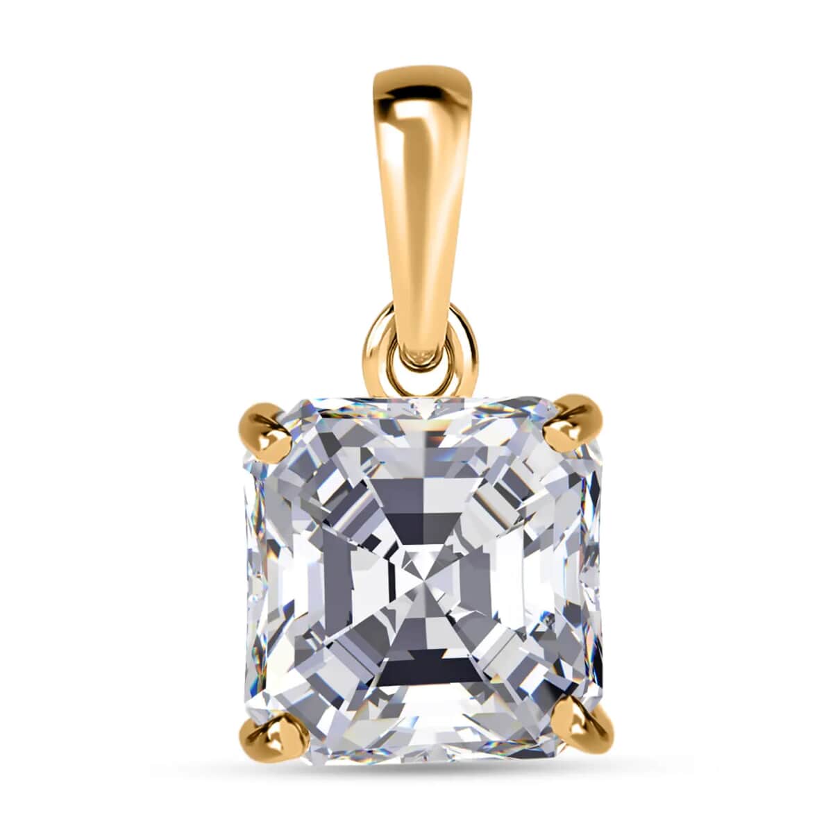 Mother's Day Special Luxoro 10K Yellow Gold Asscher Cut Moissanite Solitaire Pendant 2.50 ctw image number 0