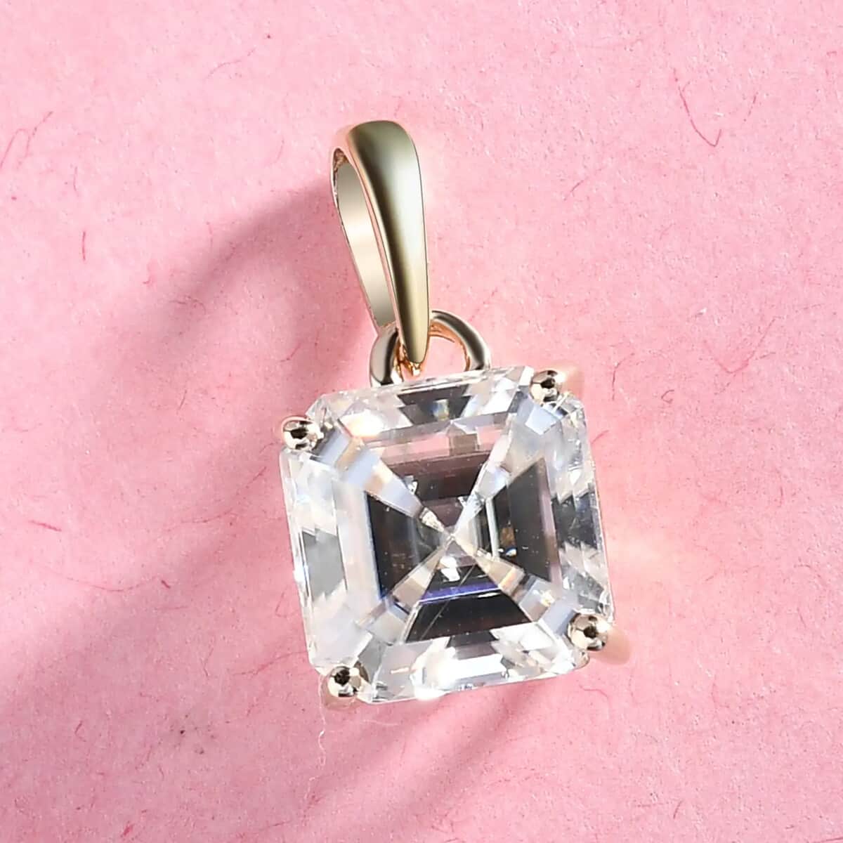 Mother's Day Special Luxoro 10K Yellow Gold Asscher Cut Moissanite Solitaire Pendant 2.50 ctw image number 1