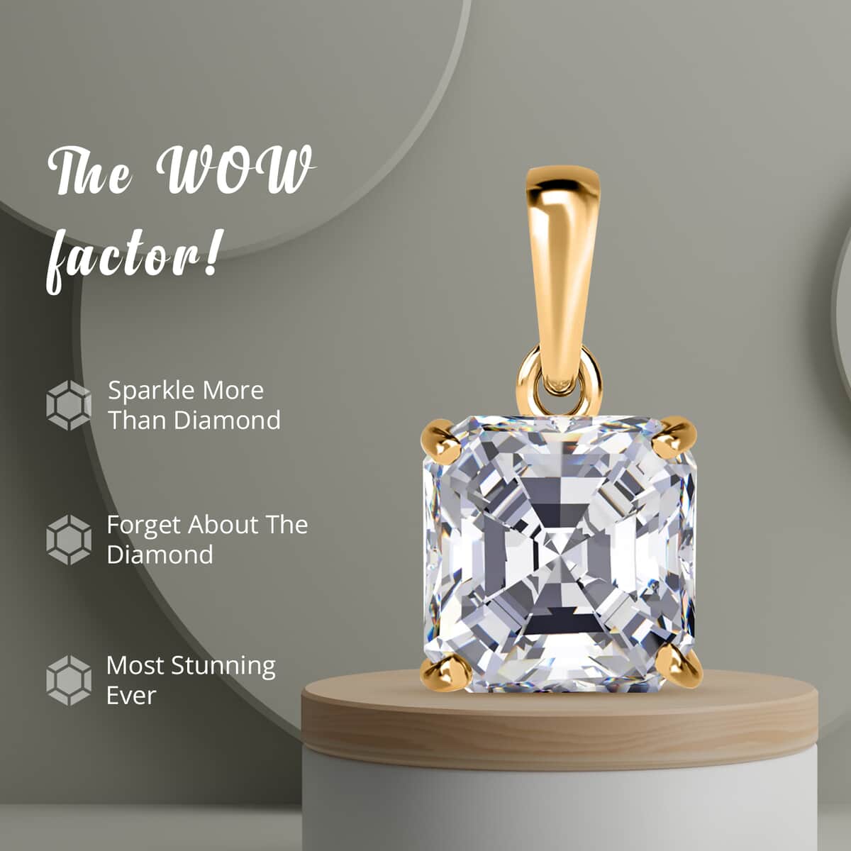Mother's Day Special Luxoro 10K Yellow Gold Asscher Cut Moissanite Solitaire Pendant 2.50 ctw image number 3