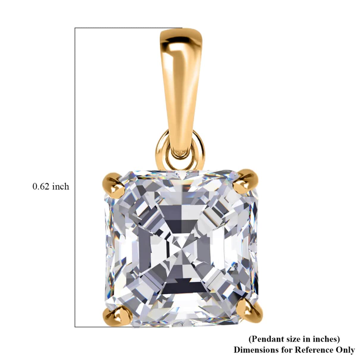 Mother's Day Special Luxoro 10K Yellow Gold Asscher Cut Moissanite Solitaire Pendant 2.50 ctw image number 5