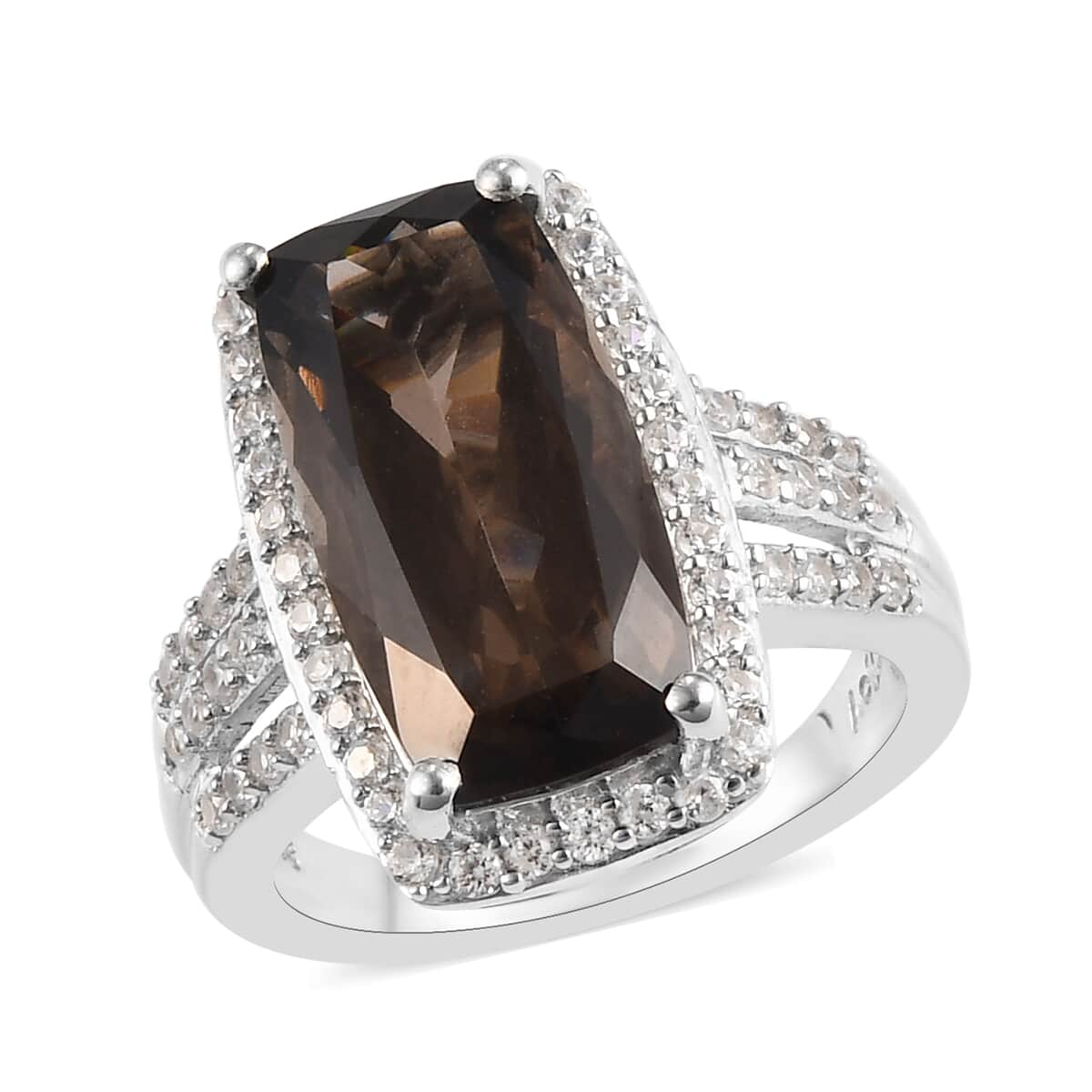Colombianite and White Zircon Ring in Platinum Over Sterling Silver (Size 7.0) 5.15 ctw image number 0
