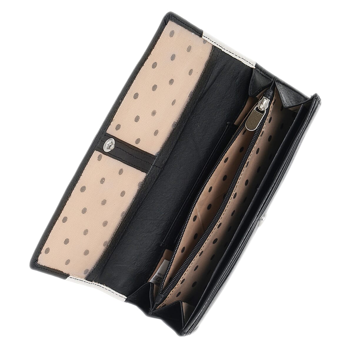 UNION CODE Black and White Genuine Leather RFID Women's Wallet image number 5