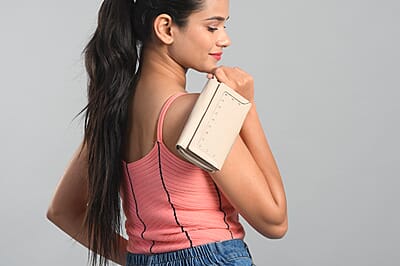 Union Code Soft Beige RFID Tri-Fold Multi Functional Genuine Leather Women's Wallet