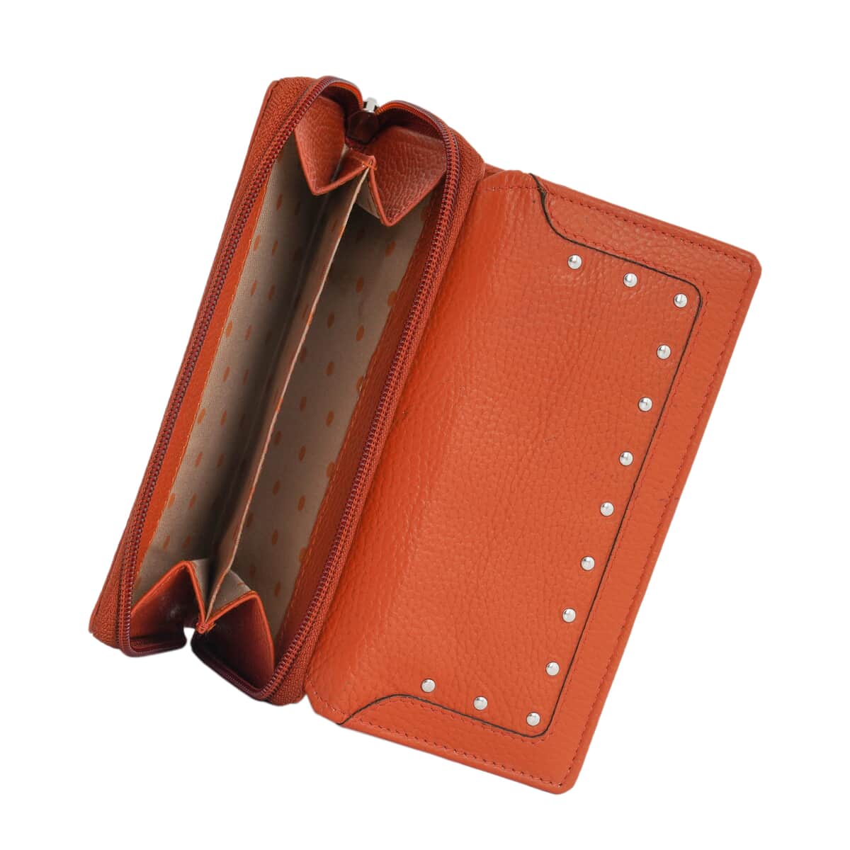 Union Code Orange RFID Tri-Fold Multi Functional Genuine Leather Women's Wallet image number 5