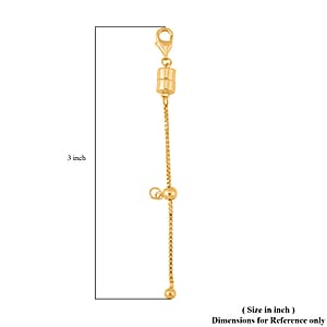 14K Yellow Gold Over Sterling Silver 2inch Extender Box Chain with Magnetic Lock, 9mm Lobster Lock and 4mm Adjustable Ball