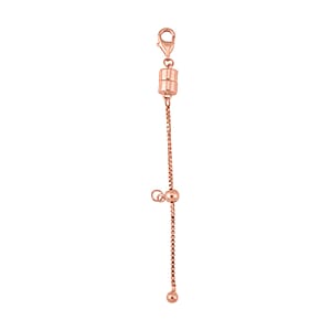 14K Rose Gold Over Sterling Silver Magnetic Lock, 2inch Extender Box Chain with 9mm Lobster Lock and 4mm Adjustable Ball