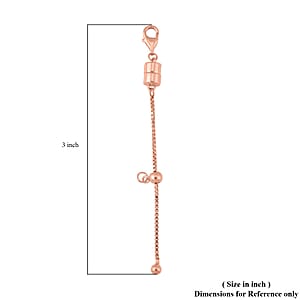 14K Rose Gold Over Sterling Silver Magnetic Lock, 2inch Extender Box Chain with 9mm Lobster Lock and 4mm Adjustable Ball