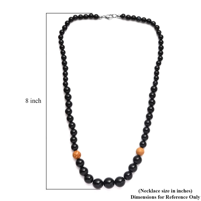 Black Agate and Jasper 214.25 ctw Beaded Necklace in Sterling Silver 20 Inches
