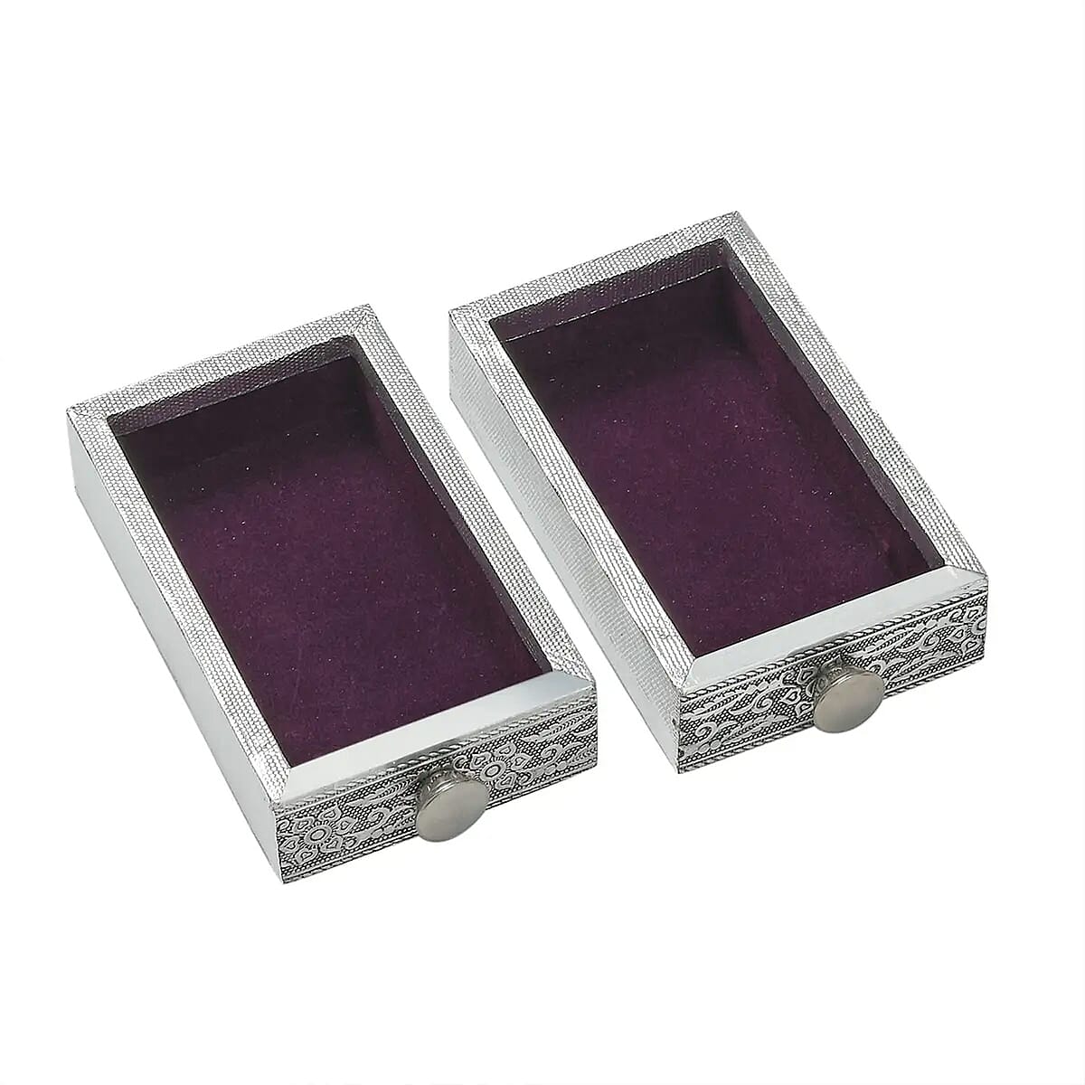 Oxidized Aluminum Peacock Embossed Grand 3 Drawer Jewelry Box image number 6