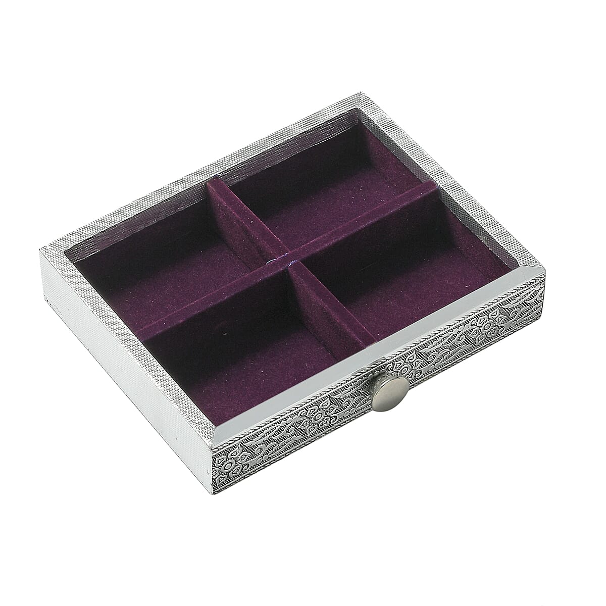 Oxidized Aluminum Peacock Embossed Grand 3 Drawer Jewelry Box image number 8