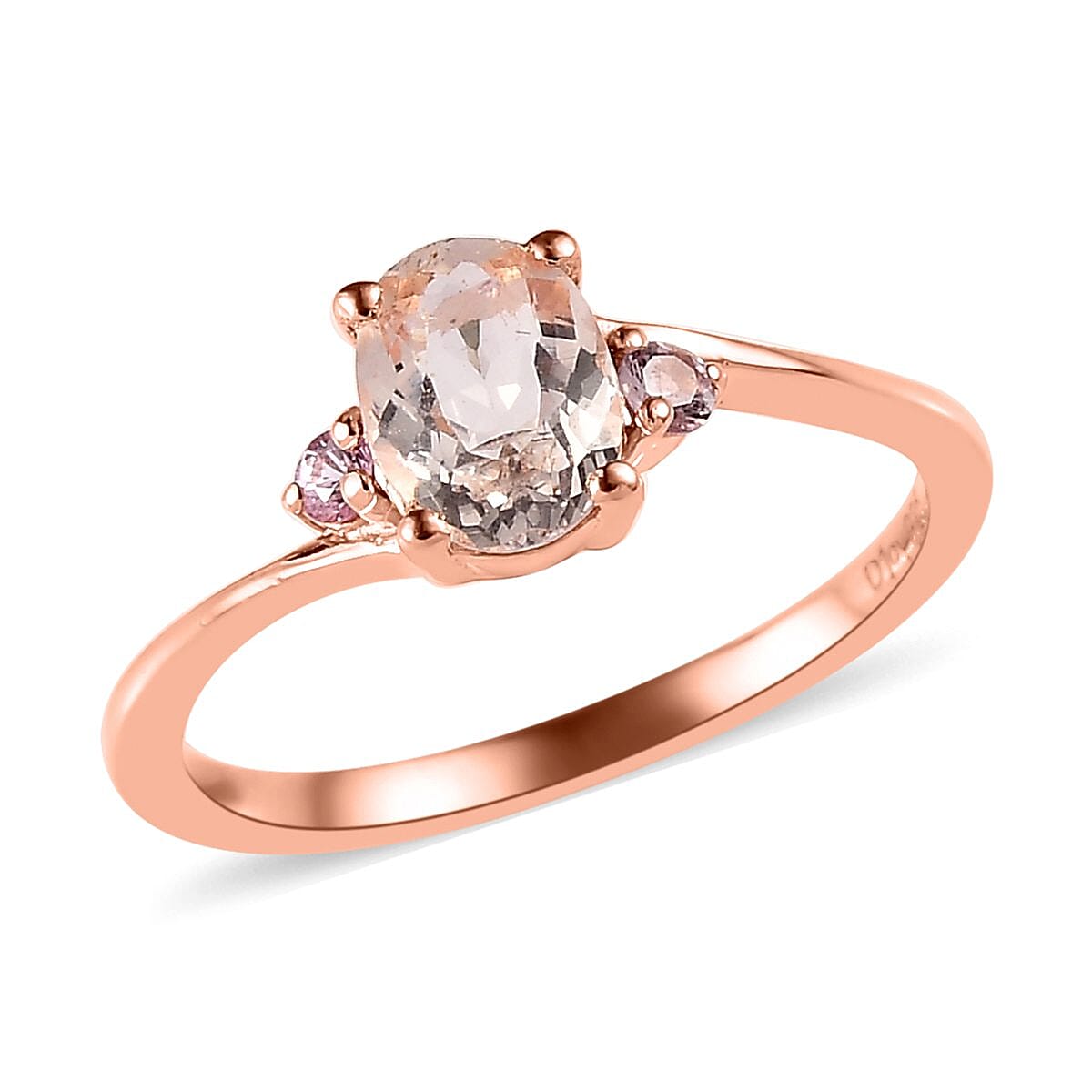 Marropino Morganite and Madagascar Pink Sapphire Ring in Vermeil Rose Gold Over Sterling Silver (Size 10.0) 0.75 ctw