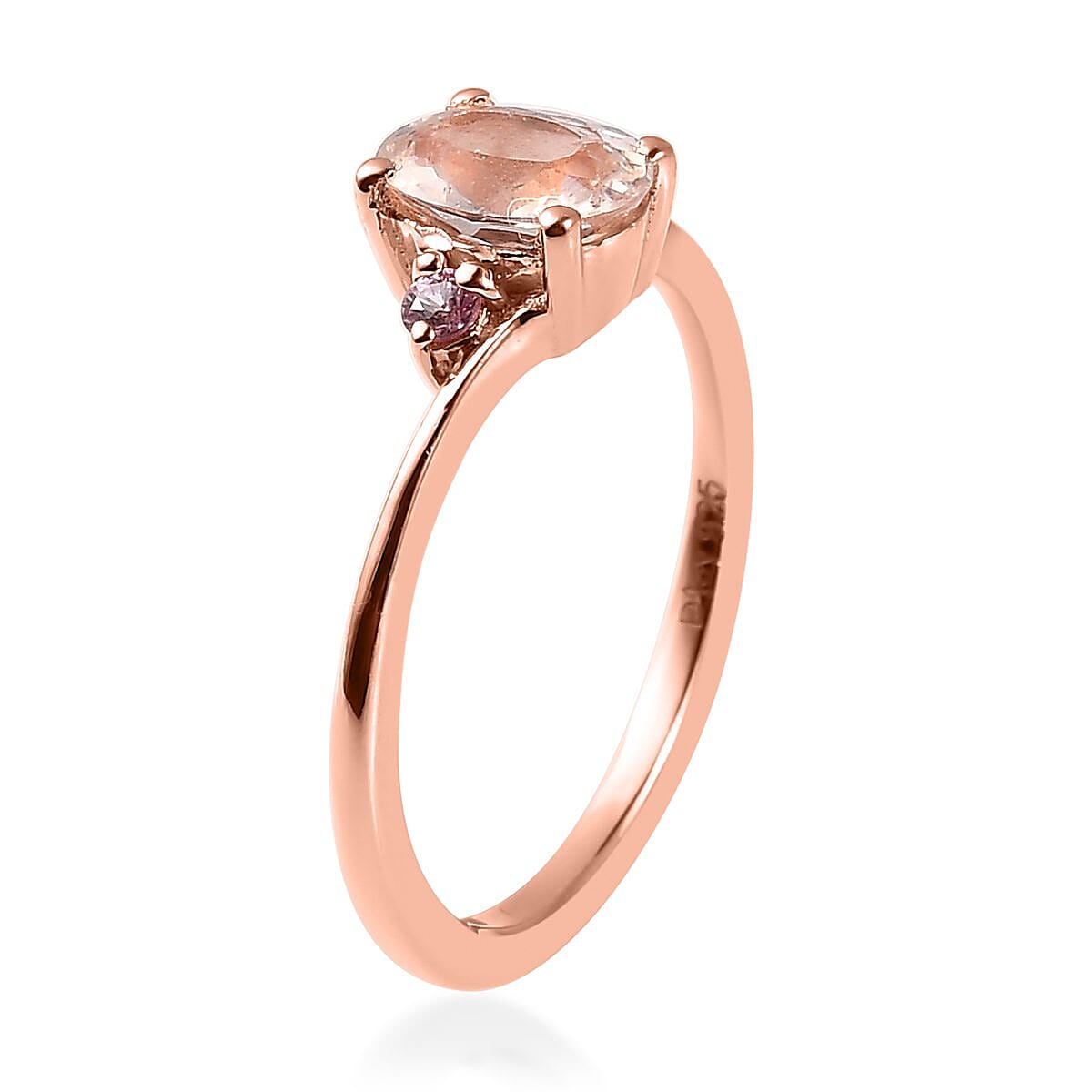 Marropino Morganite and Madagascar Pink Sapphire Ring in Vermeil Rose Gold Over Sterling Silver (Size 10.0) 0.75 ctw