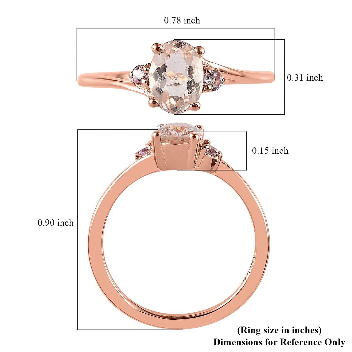 Marropino Morganite and Madagascar Pink Sapphire Ring in Vermeil Rose Gold Over Sterling Silver (Size 10.0) 0.75 ctw