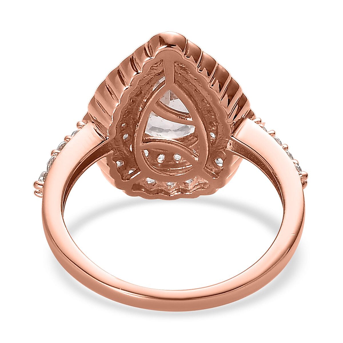 Marropino Morganite and White Zircon Double Halo Ring in Vermeil Rose Gold Over Sterling Silver (Size 8.0) 2.50 ctw image number 4