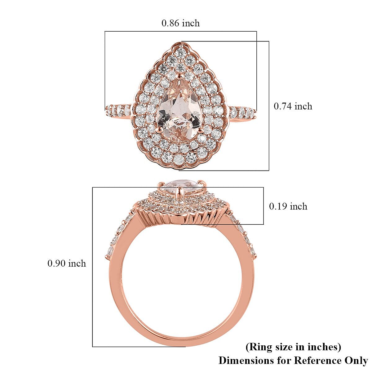 Marropino Morganite and White Zircon Double Halo Ring in Vermeil Rose Gold Over Sterling Silver (Size 8.0) 2.50 ctw image number 5