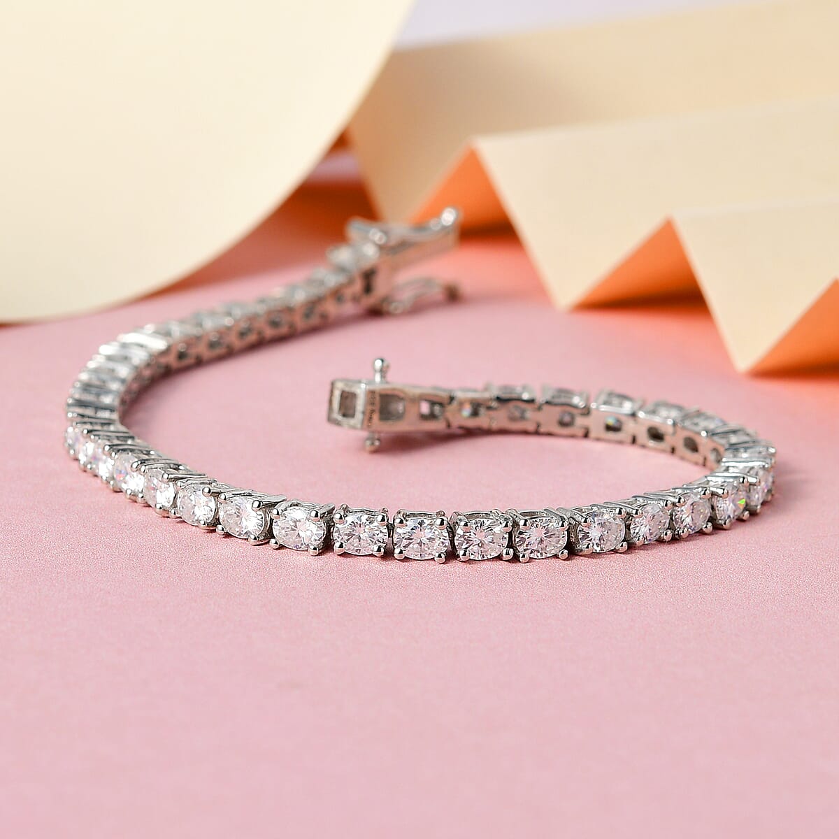 Moissanite Tennis Bracelet in Platinum Over Sterling Silver (7.25 In) 7.15 ctw image number 1