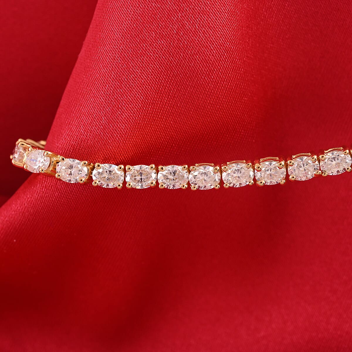 Moissanite Tennis Bracelet in Vermeil Yellow Gold Over Sterling Silver (7.25 In) 7.15 ctw image number 1