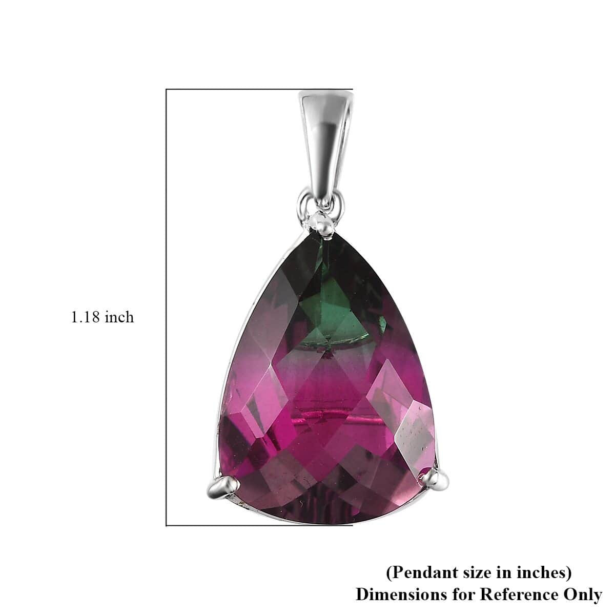 Watermelon Quartz (Triplet) Solitaire Pendant in Platinum Over Sterling Silver 13.50 ctw image number 5