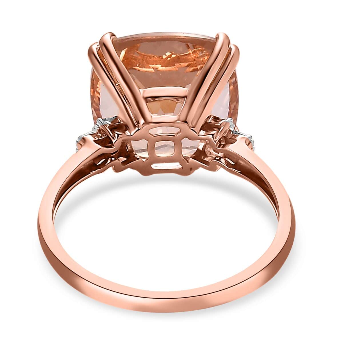 Luxoro 14K Rose Gold AAA Marropino Morganite and G-H I2 Diamond Ring (Size 10.0) 5.75 ctw image number 4