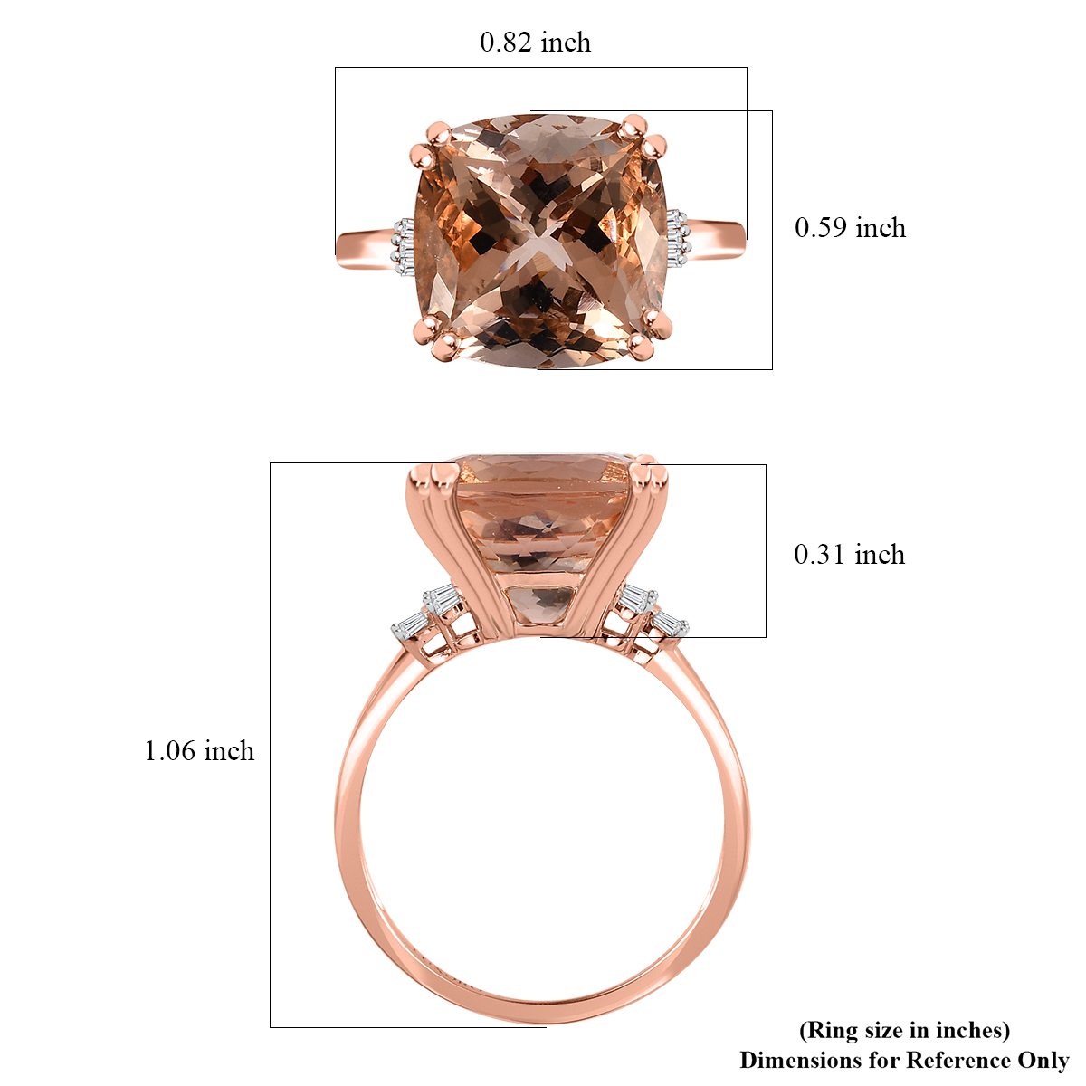 Luxoro 14K Rose Gold AAA Marropino Morganite and G-H I2 Diamond Ring (Size 9.0) 6.25 ctw image number 5