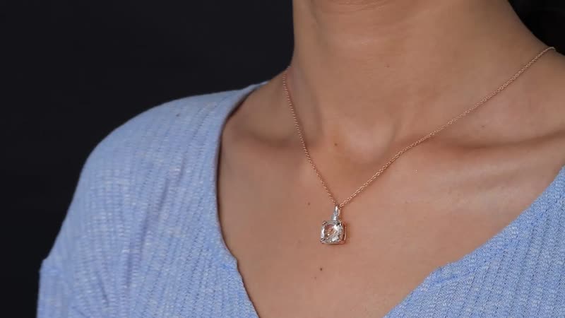 Luxoro AAA Marropino Morganite and G-H I2 Diamond 7.55 ctw Pendant in  14K Rose Gold