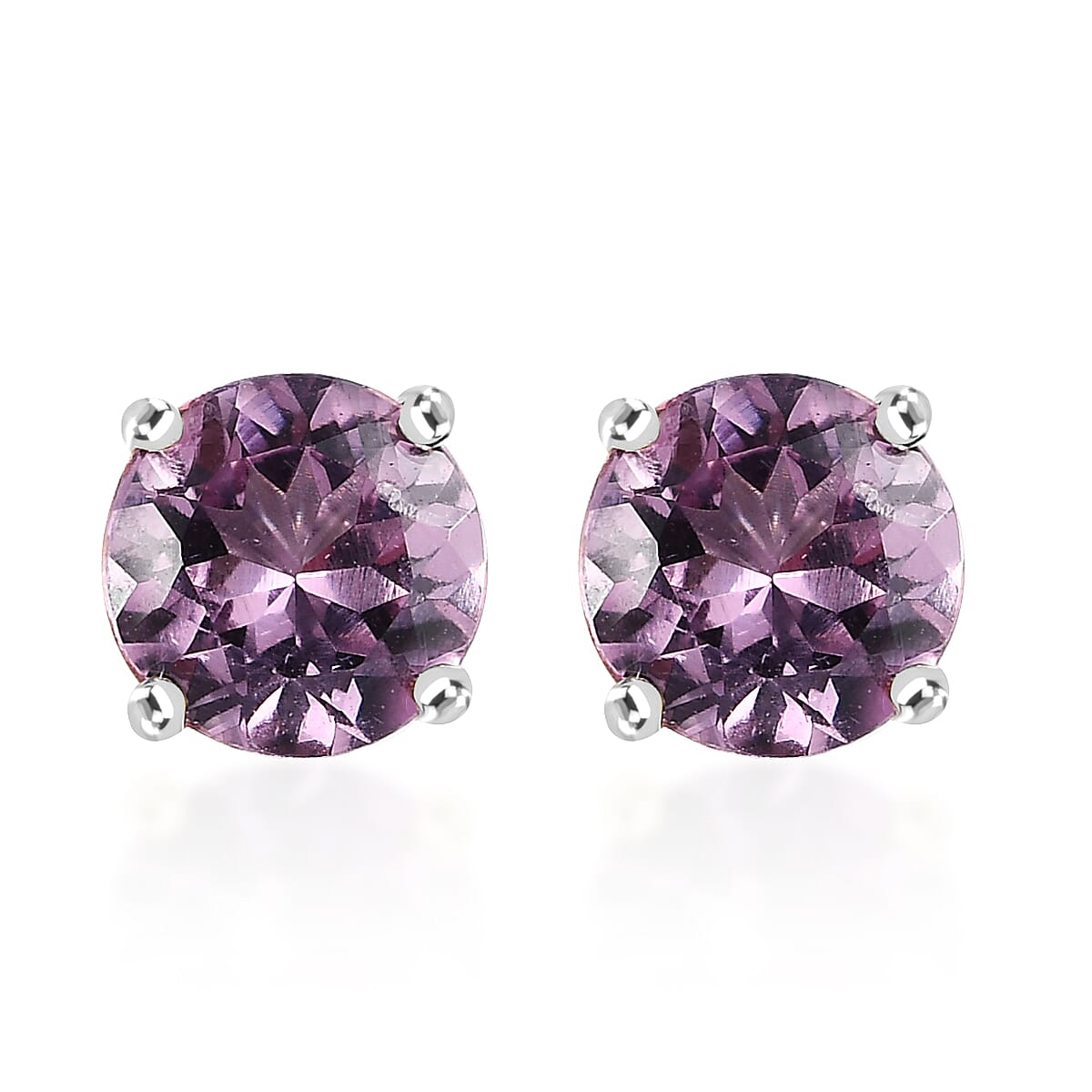 Luxoro 10K White Gold Premium Narsipatnam Purple Spinel Solitaire Stud Earrings 1.00 ctw