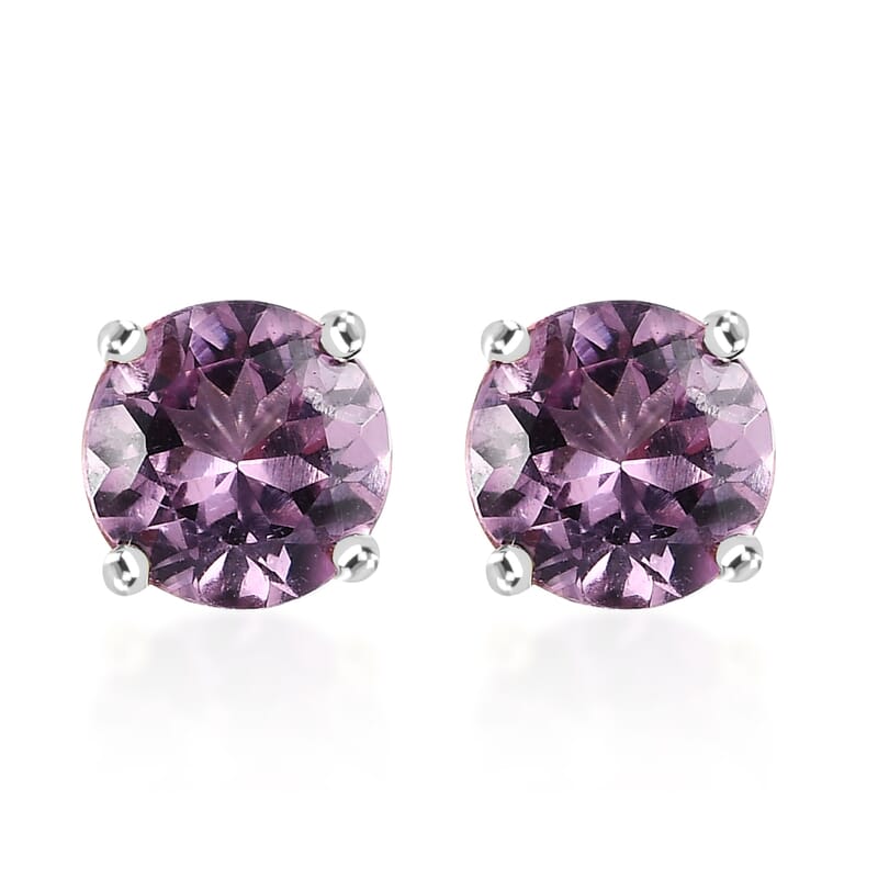 Luxoro 10K White Gold Premium Narsipatnam Purple Spinel Solitaire Stud Earrings 1.00 ctw