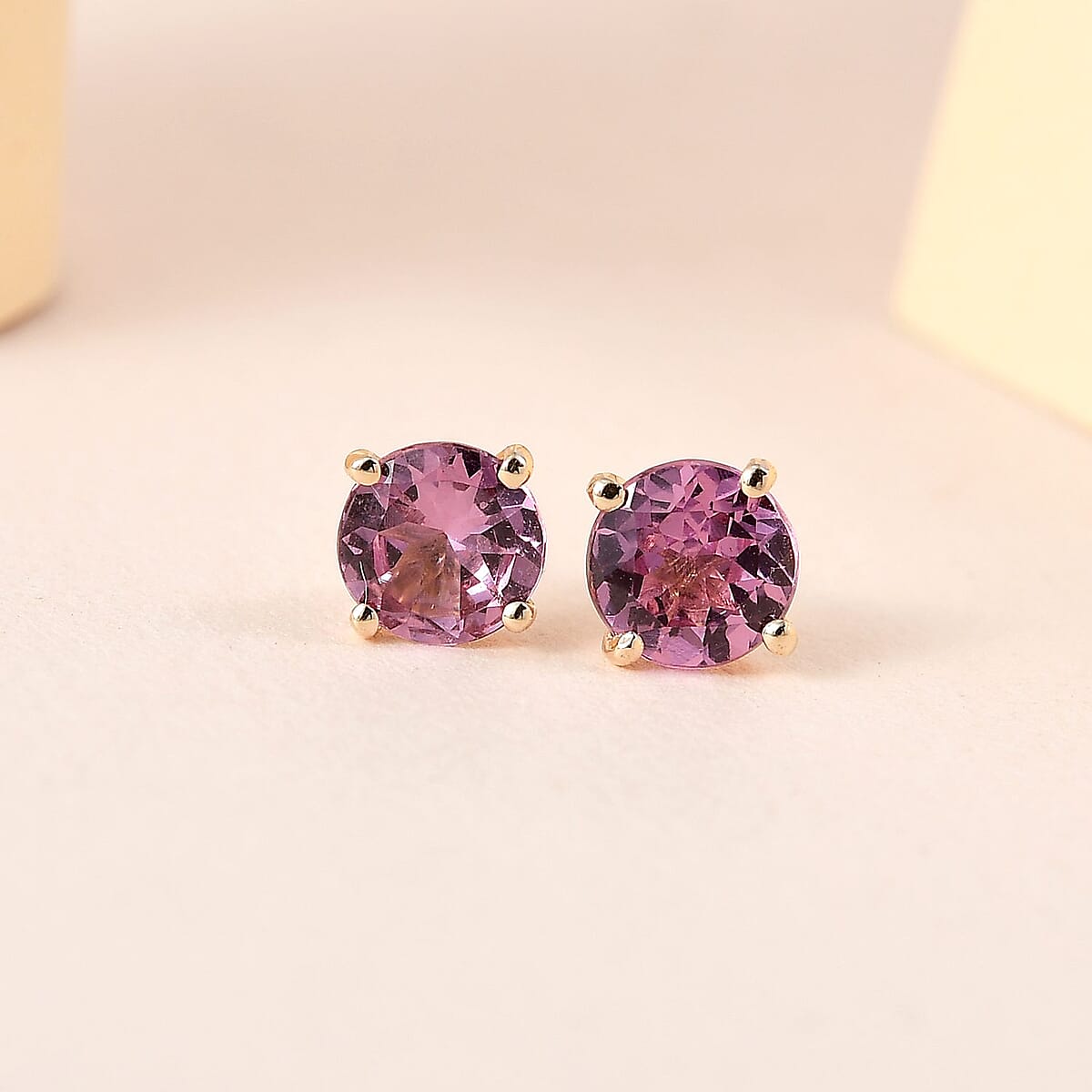 Luxoro 10K Yellow Gold Premium Narsipatnam Purple Spinel Stud Earrings 1.00 ctw image number 1