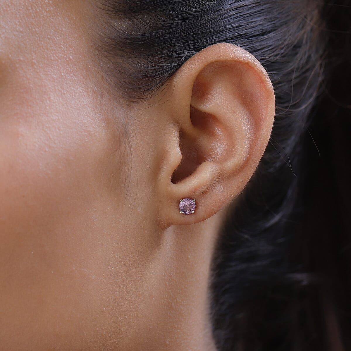 Luxoro 10K Yellow Gold Premium Narsipatnam Purple Spinel Stud Earrings 1.00 ctw image number 2