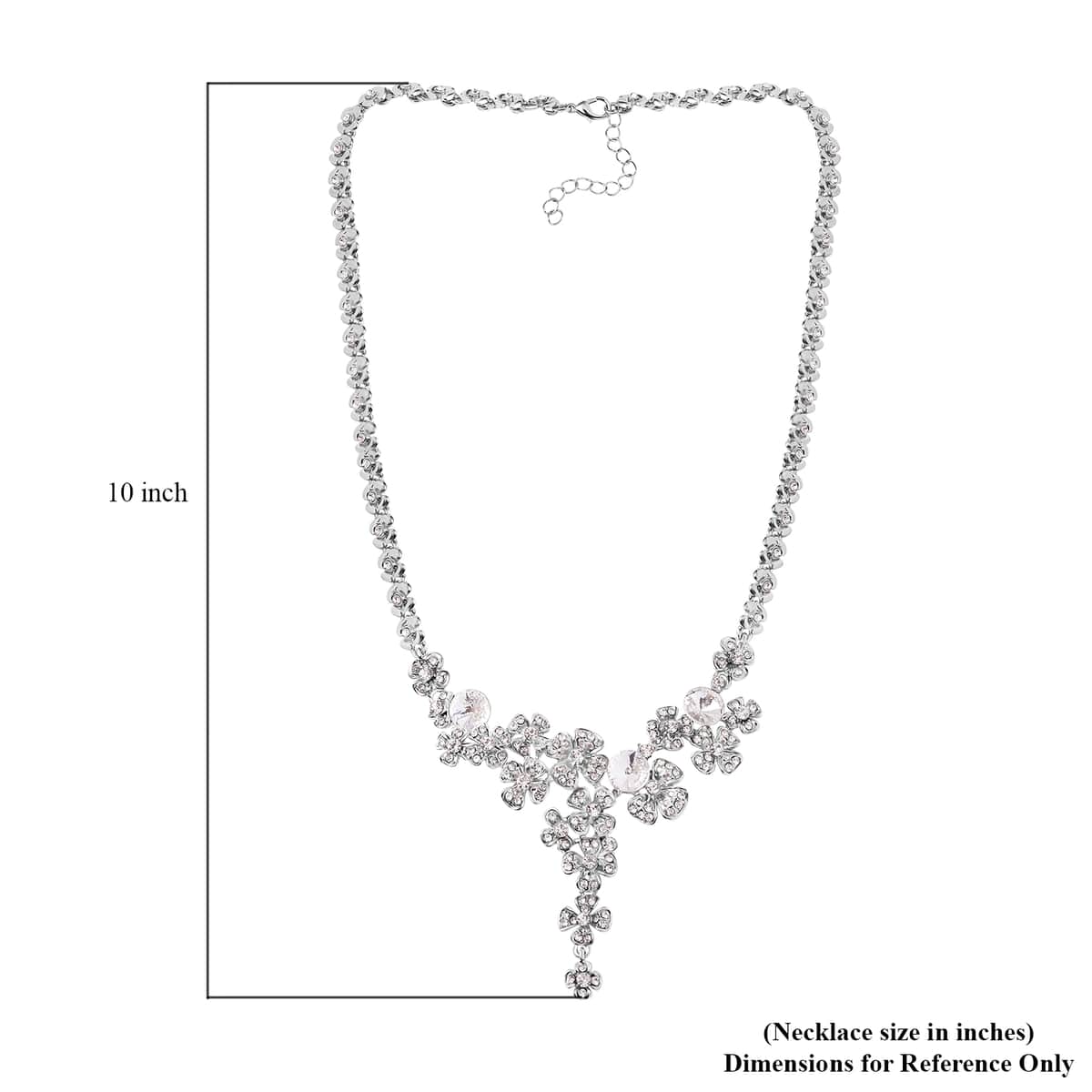 Austrian Crystal Floral Necklace 20-22 Inches in Silvertone image number 4