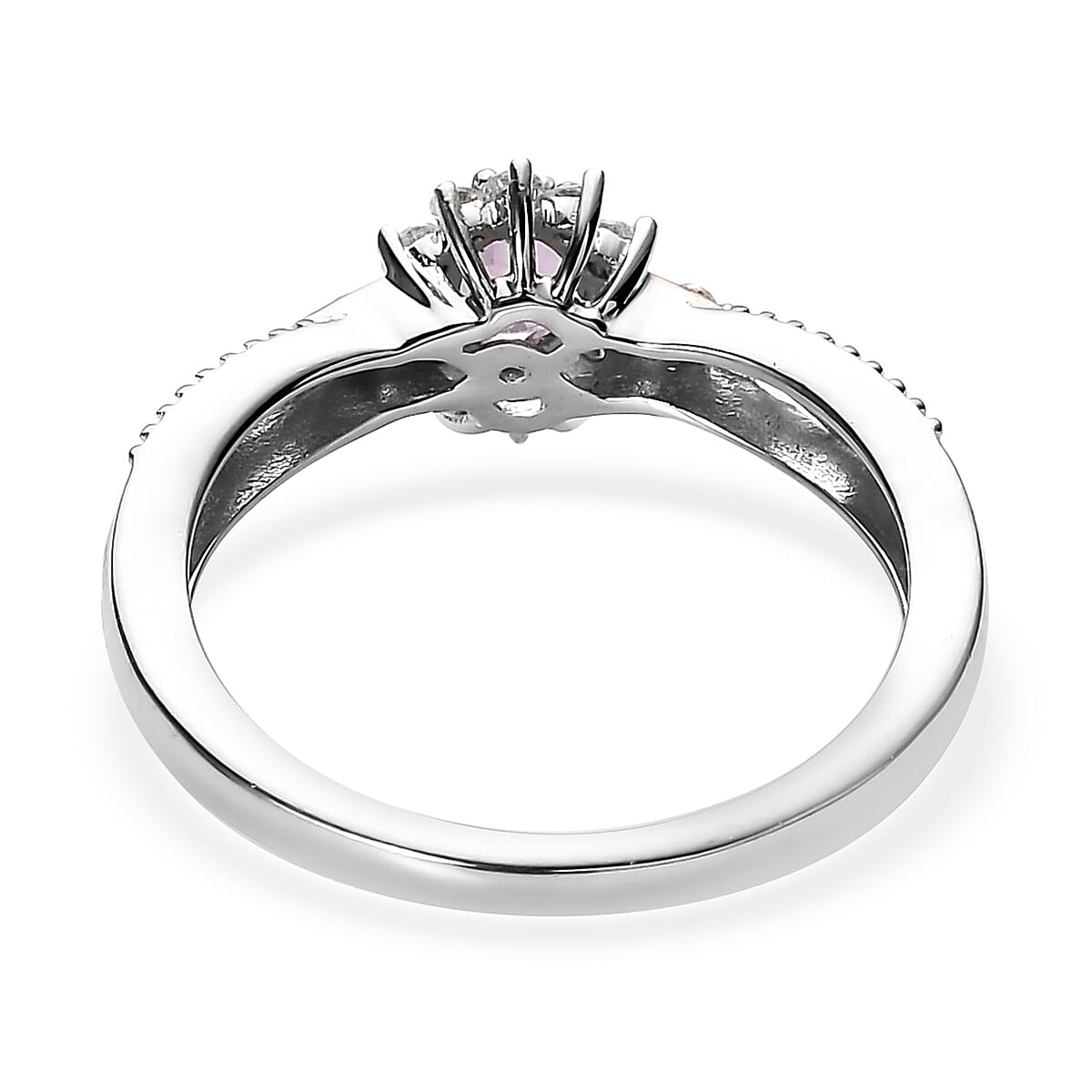Narsipatnam Purple Spinel and White Zircon Sunburst Ring in Vermeil Rose Gold and Platinum Over Sterling Silver (Size 8.0) 0.60 ctw image number 4