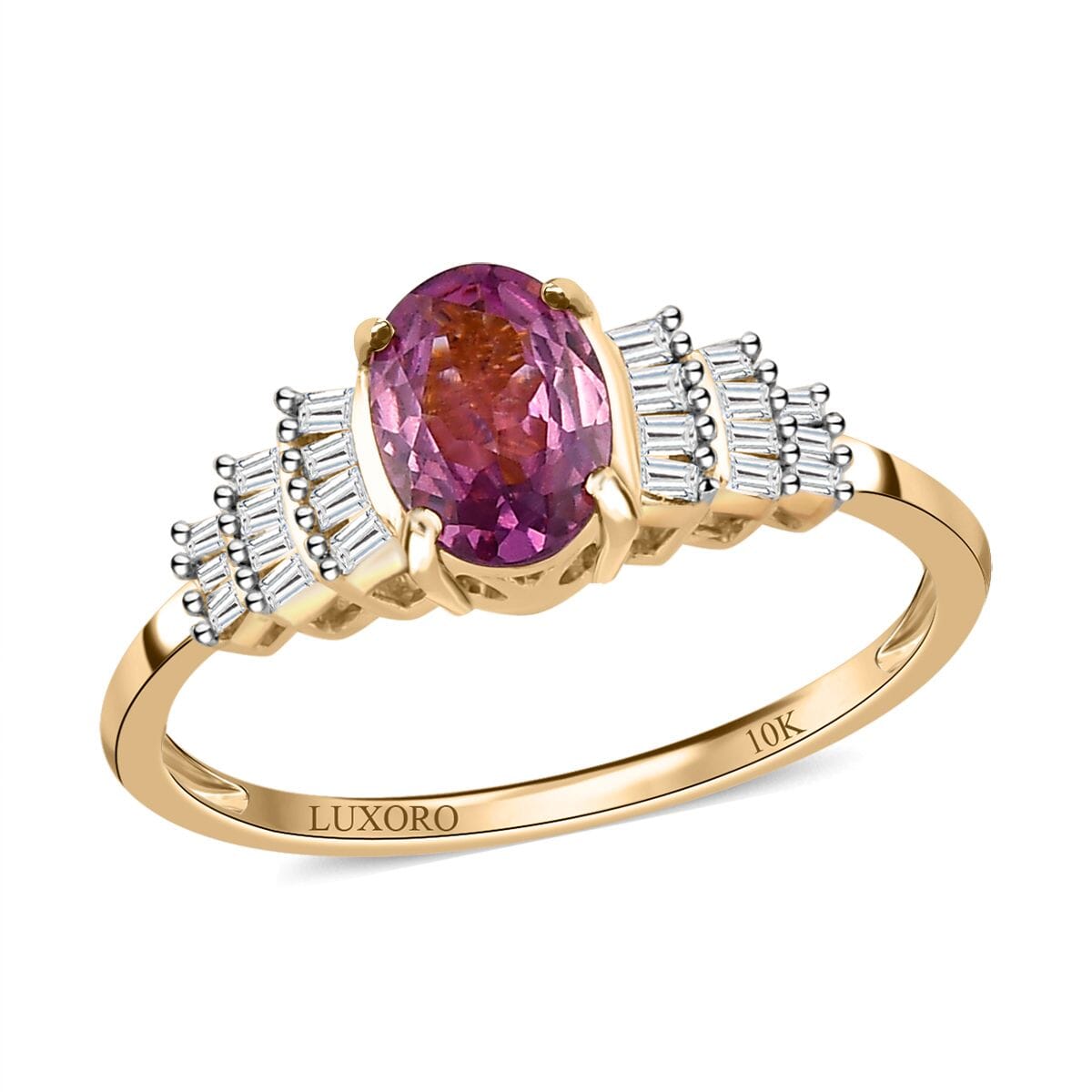 Luxoro 10K Yellow Gold Premium Narsipatnam Purple Spinel and Diamond Ring (Size 7.0) 1.00 ctw (Del. in 7-10 Days) image number 0