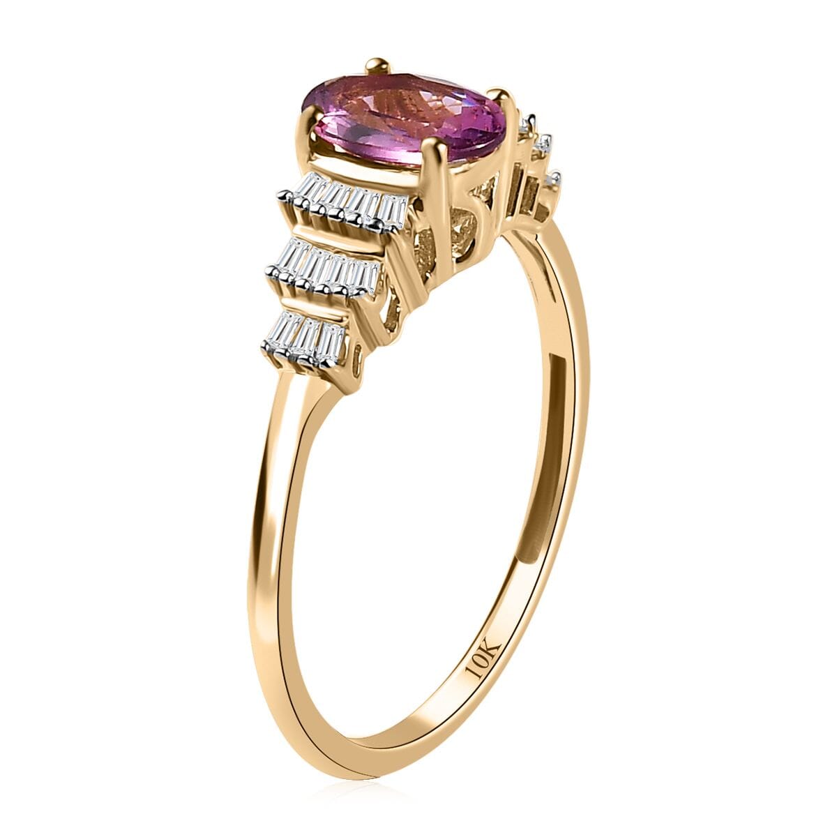 Luxoro 10K Yellow Gold Premium Narsipatnam Purple Spinel and Diamond Ring (Size 7.0) 1.00 ctw (Del. in 7-10 Days) image number 3