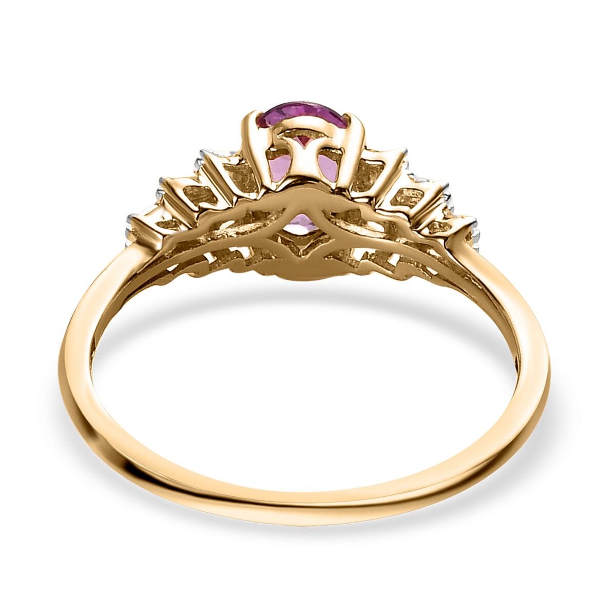 Luxoro 10K Yellow Gold Premium Narsipatnam Purple Spinel and Diamond Ring (Size 7.0) 1.00 ctw (Del. in 7-10 Days) image number 4