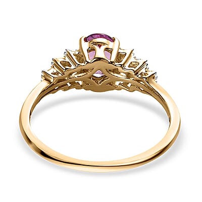 Luxoro 10K Yellow Gold Premium Narsipatnam Purple Spinel and Diamond Ring (Size 10.0) 1.10 ctw
