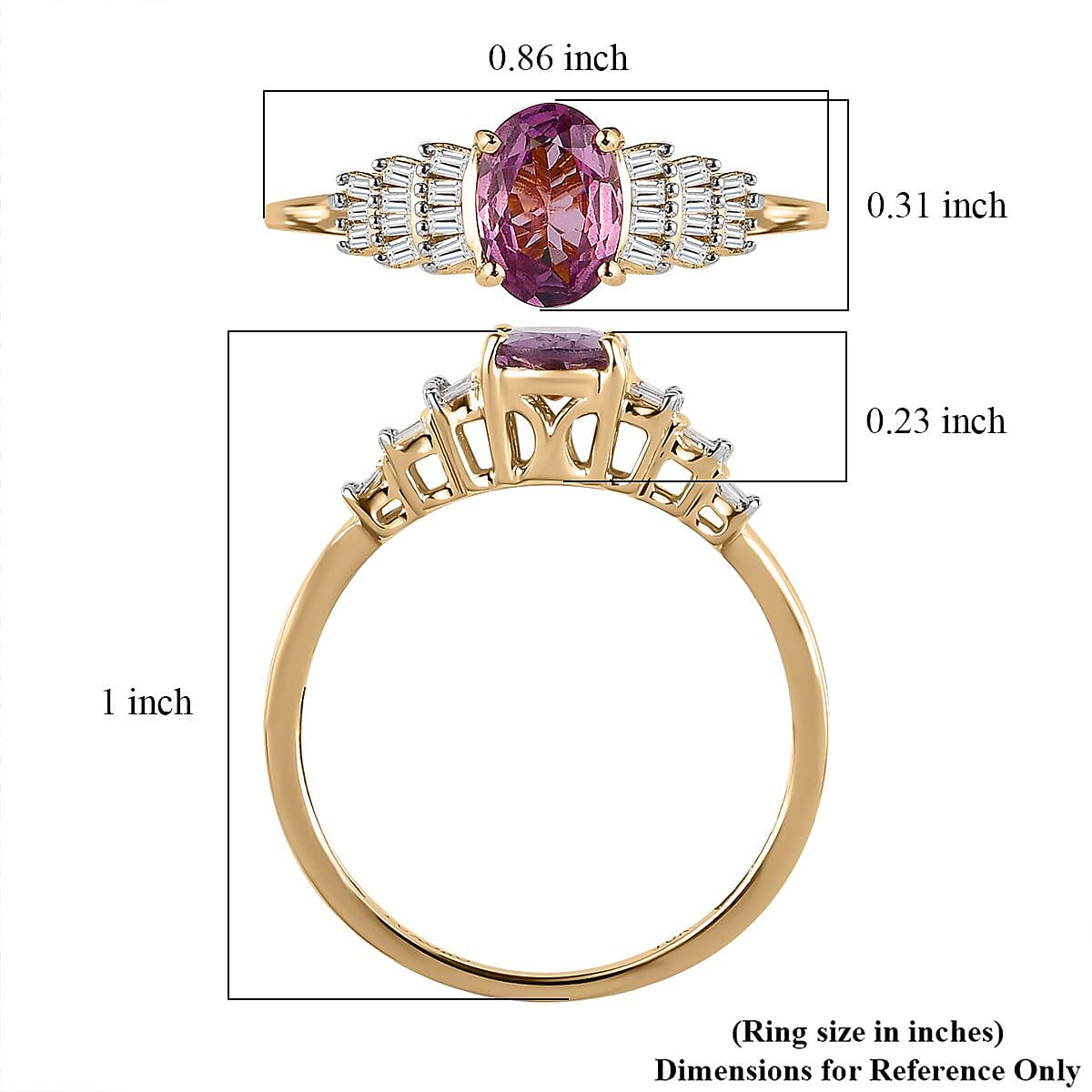 Luxoro 10K Yellow Gold Premium Narsipatnam Purple Spinel and Diamond Ring (Size 10.0) 1.10 ctw