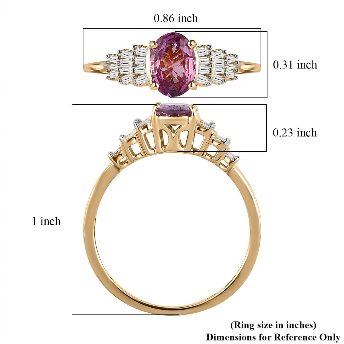 Luxoro 10K Yellow Gold Premium Narsipatnam Purple Spinel and Diamond Ring (Size 7.0) 1.00 ctw (Del. in 7-10 Days) image number 5