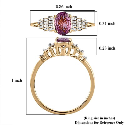 Luxoro 10K Yellow Gold Premium Narsipatnam Purple Spinel and Diamond Ring (Size 10.0) 1.10 ctw