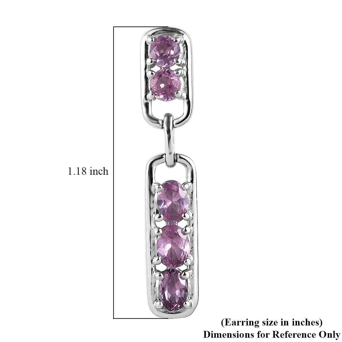 Narsipatnam Purple Spinel Dangle Earrings in Platinum Over Sterling Silver 1.75 ctw