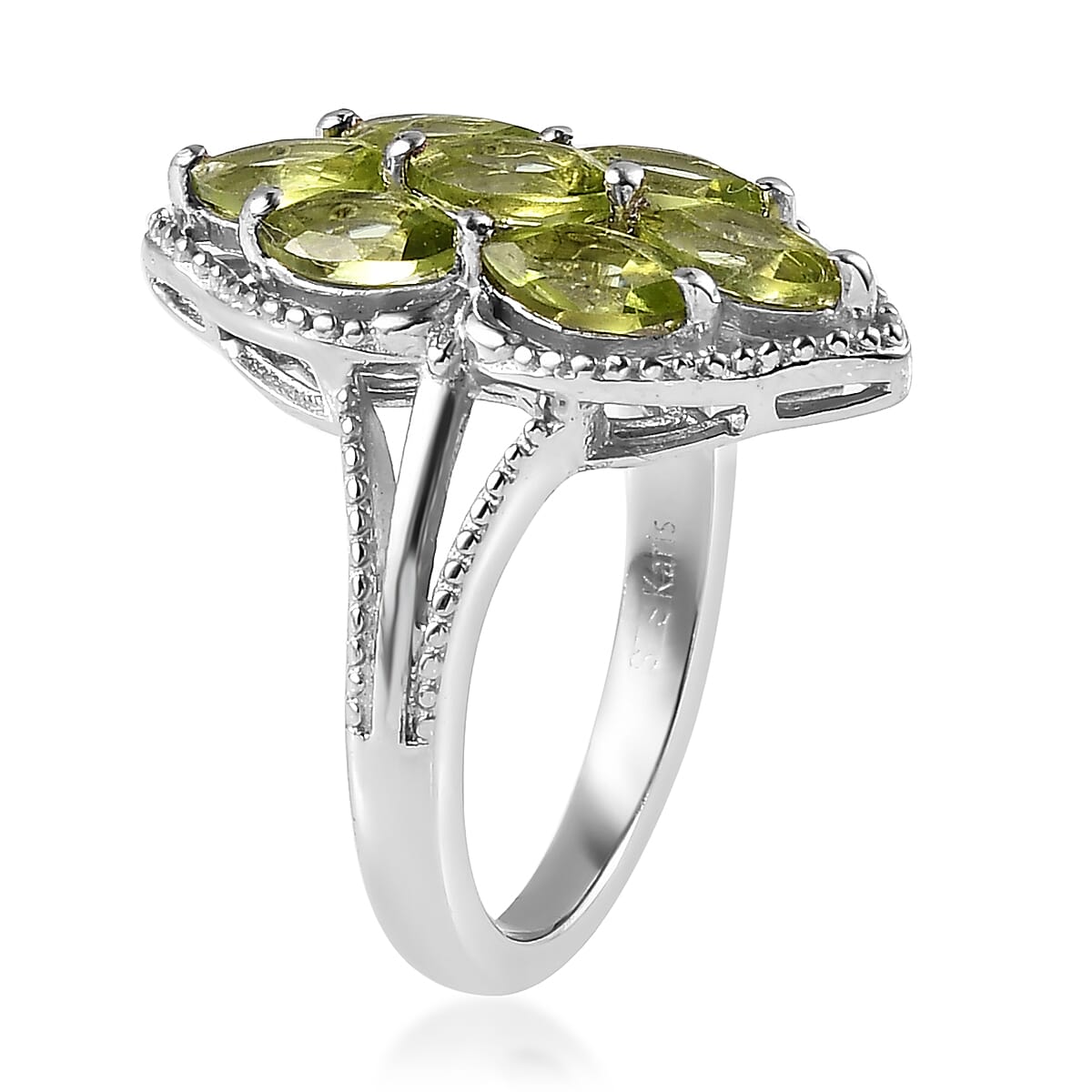 Karis Peridot Ring in Platinum Bond (Size 6.0) 1.65 ctw image number 3